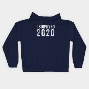 I Survived 2020 Distressed - White Text Kids Hoodie